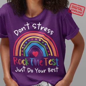 Rock the test svg, Testing Day svg, Regenbogen Don't Stress Rock The Test, Studentenleben, Lehrer Appriciation Geschenk, svg-Dateien für Cricut