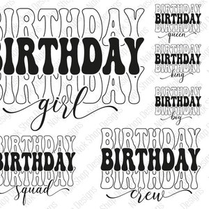 Birthday girl Svg, Birthday bundle Svg, Birthday Queen svg, Birthday gang Svg cut file for Cricut, Shirt Svg, Dxf, Pdf, Png, Printable