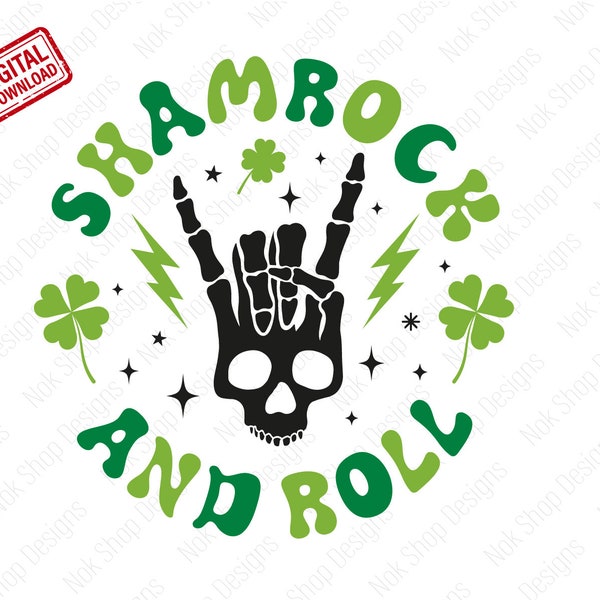 Shamrock And Roll Svg, Retro St Patricks Svg, Funny St Patricks Day Svg, St Patricks Day png, St Pattys Day Svg Shirt files for Cricut.