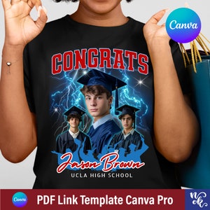 Congrats Graduate Vorlage Canva pro, Abschlussfeier Anpassen Foto und Farbe, Senior 2025, Abschlussfeier Shirt benutzerdefinierte