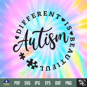 Autism Awareness SVG, Different is Beautiful Accept Adapt Advocate SVG, Autism Seeing the World Differently SVG-bestand knippen, PNG-sublimatie.