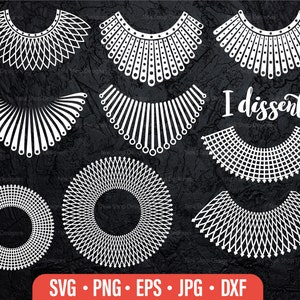 Collar Svg Bundle, RBG svg Cut Files for Cricut & Silhouette, I Dissent Clipart, 10 designs rbg dissent collar necklace Digital download