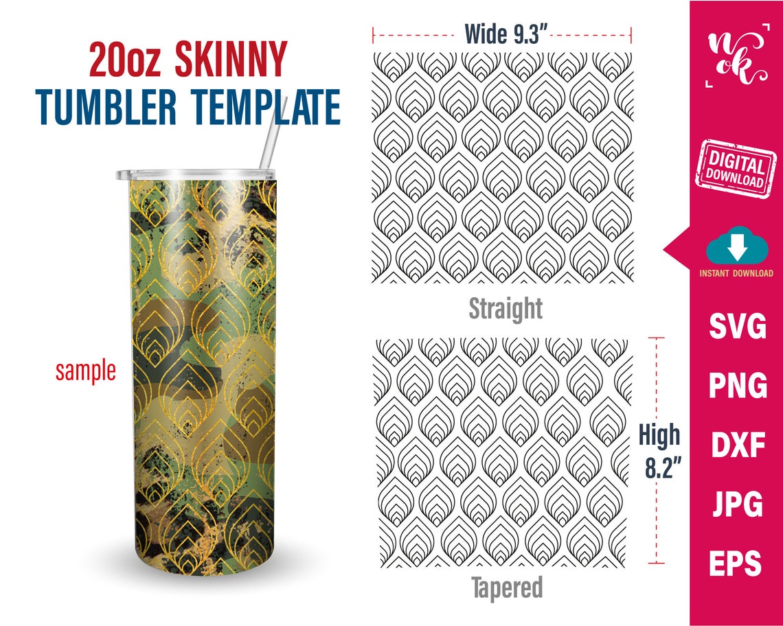 Tangram Tumbler SVG 20oz Skinny Template Svg Straight and - Etsy
