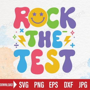 Rock The Test svg, Lehrer-Shirt png, Testtag svg, Test-Zitate-Shirt für Retro-Lehrer svg-Dateien für Cricut und Silhouette Cameo.