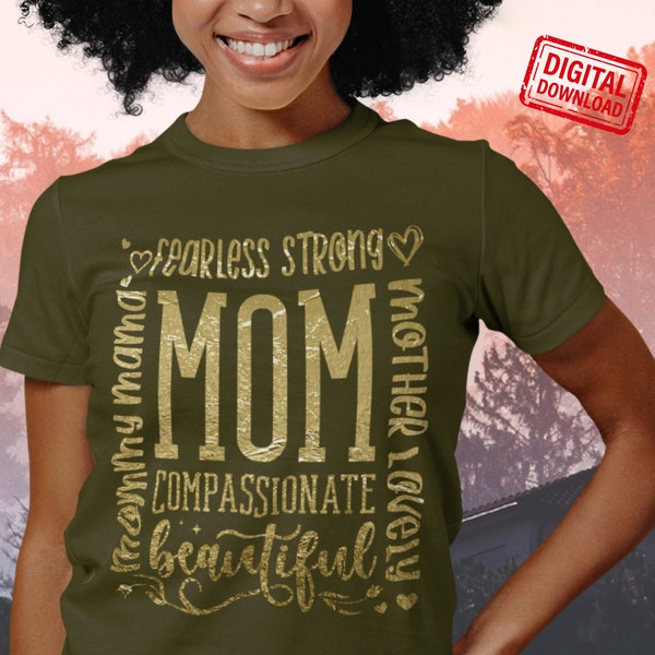 Mom Phrase Collage SVG, Mom Shirt svg, Mother's Day svg, Mom Life, Blessed Mama, Hand Lettered Mom quotes, Strong mama, Mother Love svg