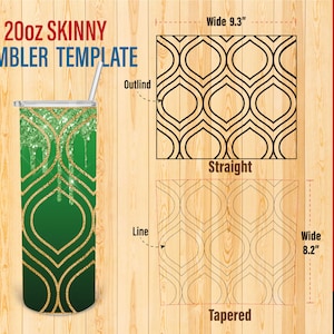 Leaf Pattern Template for Hogg 20oz Skinny Straight, Tapered Tumbler Template svg, Straight Tumblers Burst svg DXF and PDF Cut File