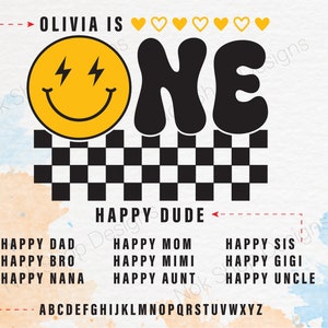 Um cara feliz combinando aniversário SVG, 1º aniversário png, Smiley Face svg, roupa de aniversário png, um cara feliz, aniversário da família, mãe e eu