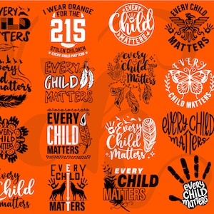 Lot svg Chaque enfant compte | Les enfants comptent png | Jamais les enfants ne comptent, fichiers svg Orange Day coupés pour Cricut | art indigène svg.
