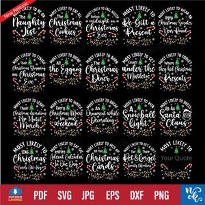Pakiet Svg na Boże Narodzenie, Śmieszne Boże Narodzenie png, Najbardziej prawdopodobne do Svg, Rodzinne Boże Narodzenie Svg, Dxf Eps Png, Sylwetka, Cricut, Pobieranie cyfrowe