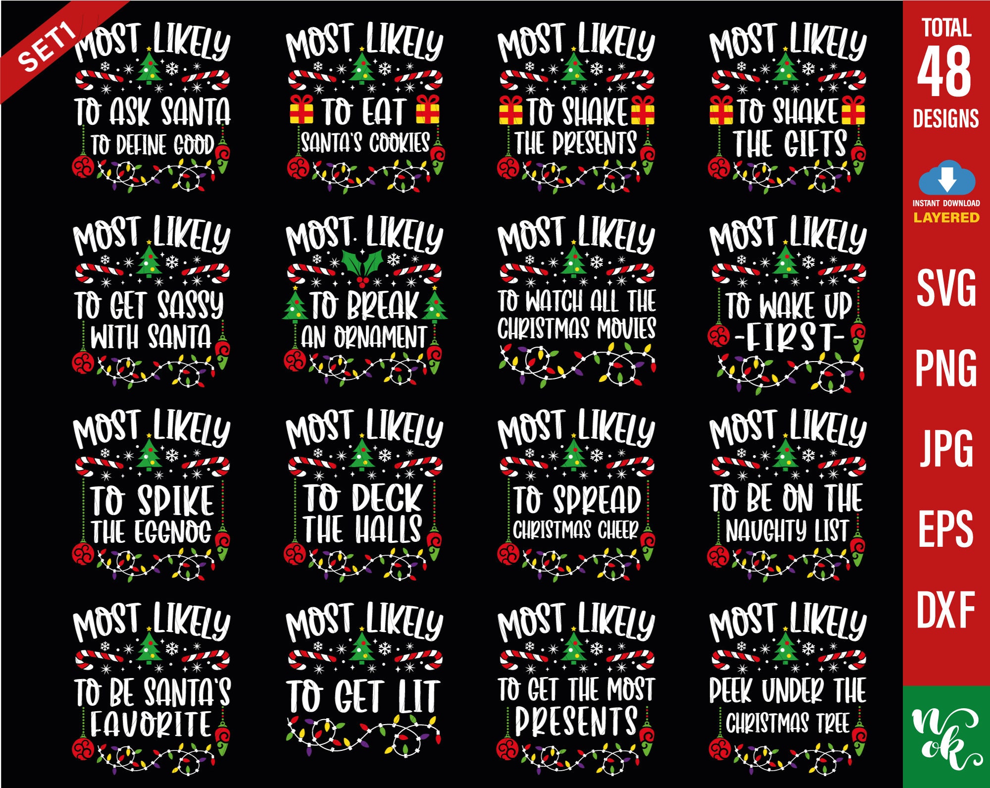 Christmas Svg Bundle Funny Christmas Png Most Likely to Svg Etsy Australia