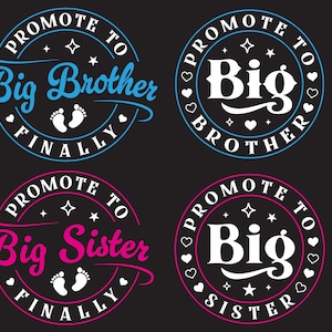 Befördert zu Big Brother svg, große Schwester png, großer Bruder svg, neue Baby Schwester svg, neues Baby svg, Baby Geschlecht offenbaren Party svg Schnittdatei