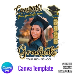 Abschlussvorlage Canva 2025, Congrats Graduate 2025 Anpassbare Canva-Vorlage PDF, Senior 2025 Graduate Shirt Foto pdf