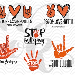 Unity Day Orange Kids 2025 Svg, Peace Love Unity Svg Png, Anti-pesten SVG, Stop Pesten Svg, Stop Pesten Trex Svg Png-bestand knippen