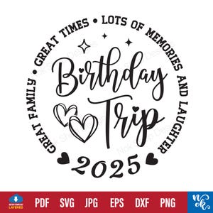 Birthday Trip 2025 Svg, Birthday Trip Svg, Great family, Great Times, Great Memories Shirt Svg File Cricut, Cut, Silhouette File, PNG