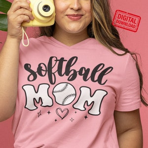 Softball Mom Svg, Softball Mom Shirt Png, Png Eps Dxf, Cricut Cut Files, Silhouette, Design for Tumbler, Sweatshirt, or Hoodie, Digital