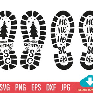 Santa Footprint SVG bundle | Santa Boot SVG Cricut or Silhouette cut file | Boot Stencil SVG | Santa Claus Boot Svg | santa foot print svg