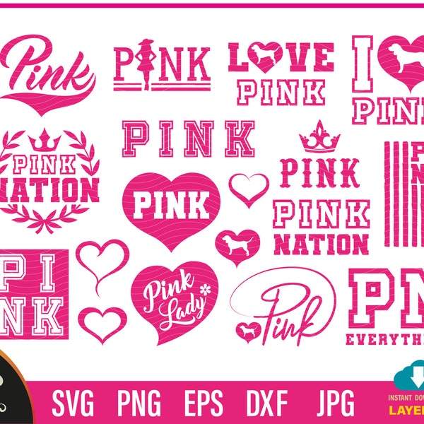 Love Pink SVG, Love Pink bundle, Love Pink Clip Art Bundle, Love Pink, Pink Nation, Love Pink Dog, Pink lady svg. Gift idea