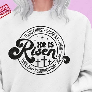 He is Risen SVG: Easter Cross, Christian Bible Verse (Digital Download)