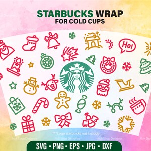 Christmas Icons Starbucks Venti Cold Cup Wrap SVG (Digital Download)