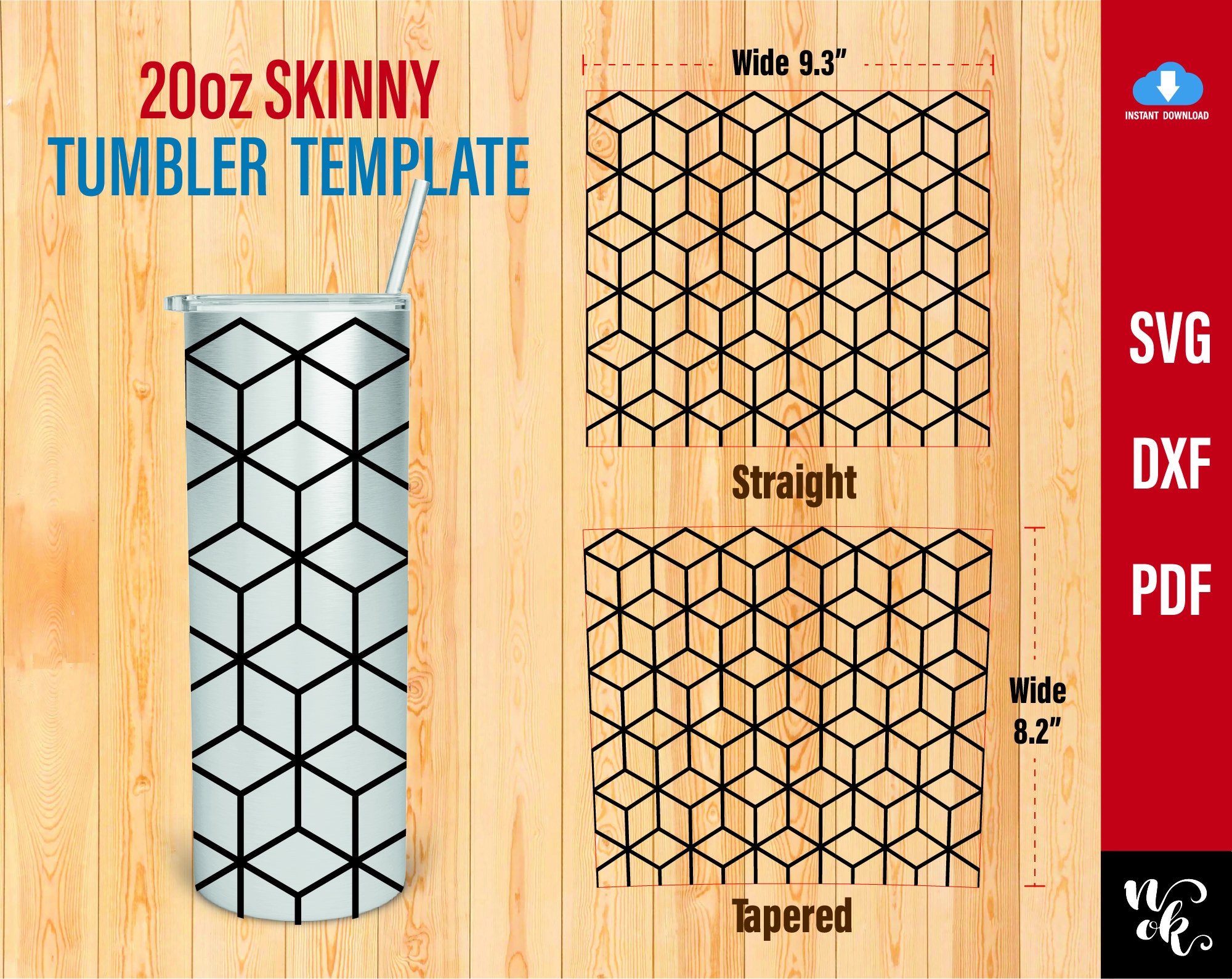 BOX Tangram Tumbler SVG Template 20oz Skinny Svg Straight and - Etsy Canada