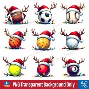 Christmas sports ball bundle PNG, Christmas personalized png, Christmas Winter Cozy png, Christmas sport player Custom, DTF Sublimation