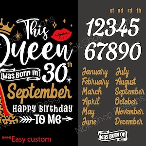 Esta reina nació en SVG, Birthday Queen SVG, archivos de corte svg de niña de cumpleaños personalizados Cricut, cumpleaños de mujer svg, zapatos de tacón de mujer svg.