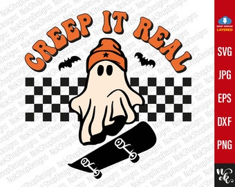Creep It Real svg, Creep It Real PNG, Ghost Skateboarding, Halloween Skateboard png, Halloween shirt svg ,Sublimation, Cut files