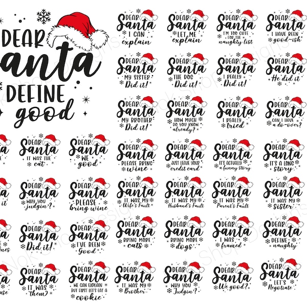 Dear Santa svg Bundle, Funny Christmas PNG, Christmas Shirt cut files for Cricut, Silhouette cameo, Christmas gifts idea, Sublimation print
