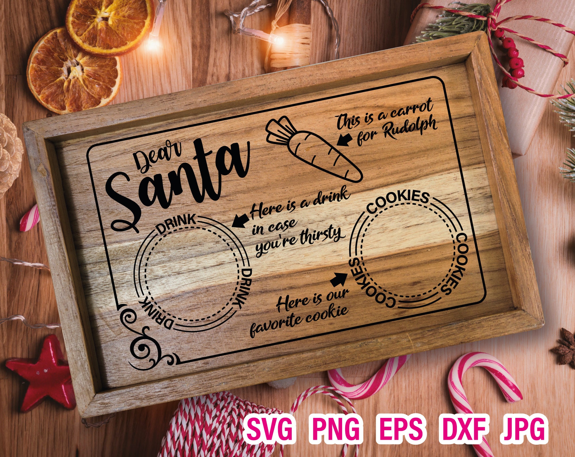 Santa Tray Svg Rectangle Christmas Cut File for Cricut - Etsy