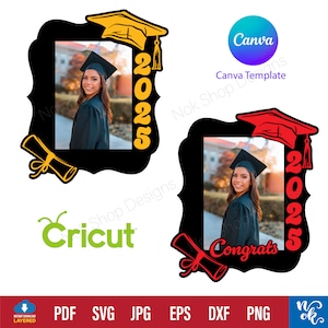 卒業式の装飾 svg、2025年卒業おめでとう svg DIY 写真センターピース、卒業式フォトフレーム png、2025年卒業ギフト。2025年おめでとう。