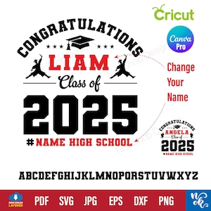 Félicitations promotion 2025 svg, png Diplômé 2025, Félicitations diplômé, Diplôme 2025 svg, SVG modifiable pour Cricut, Silhouette