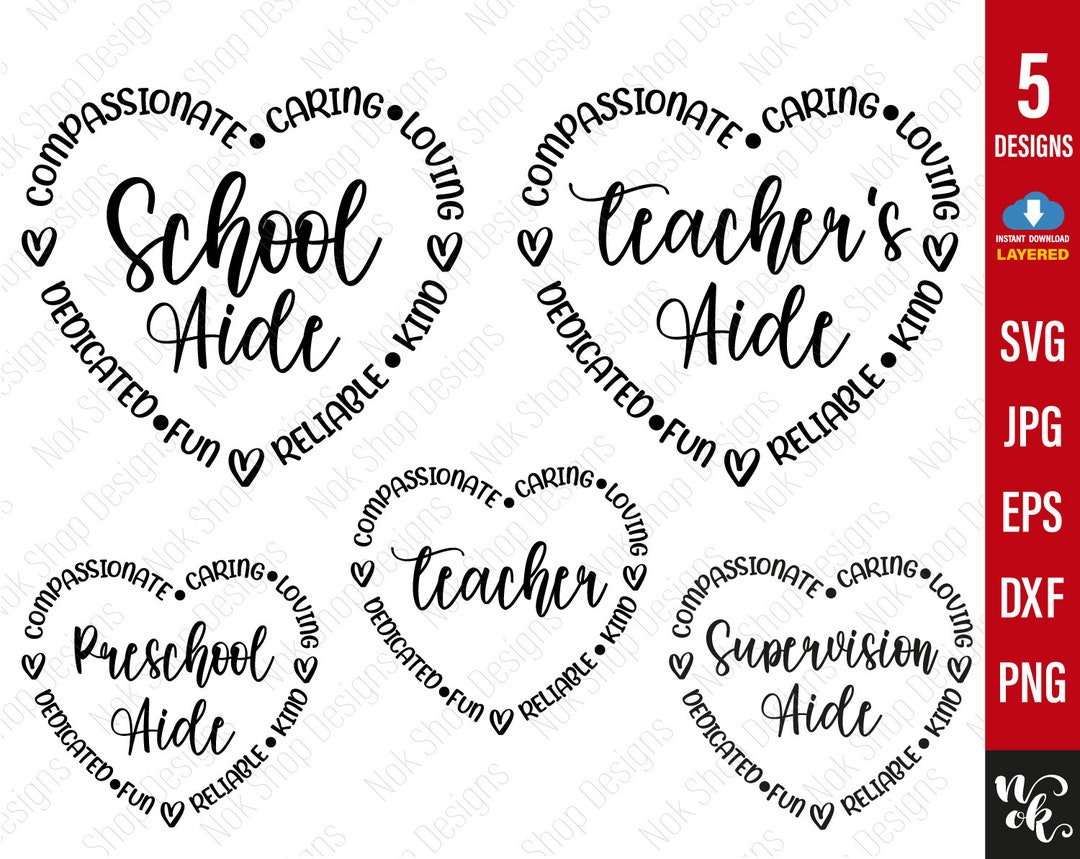 School Aide Svg, Back to School Svg Bundle, Preschool Aide Svg