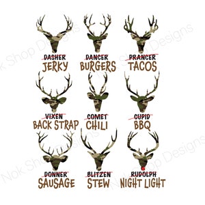 Viande de cerf renne svg png, chasseur de rennes Rudolph Camo Camouflage PNG, fichier coupe svg renne du père Noël, sublimation PNG