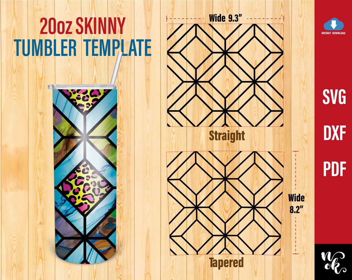 Box Tangram Tumbler SVG Template 20oz Skinny Svg Straight and - Etsy