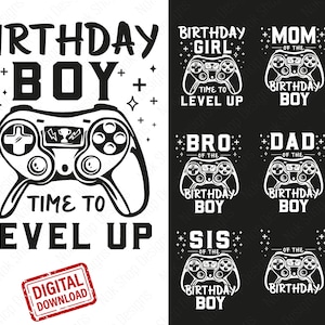 Gamer Geburtstag svg, Geburtstagsjunge svg, Videospiel Familie, Level up png, Gamer Girl svg-Dateien für Cricut Silhouette, Geburtstag svg