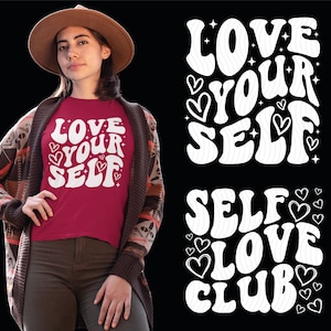 Self Love Svg, Love Yourself Svg, Self love club svg, Positive Quotes Svg, Groovy Svg,Retro Svg, Hippie png, File for Cricut, Silhouette.