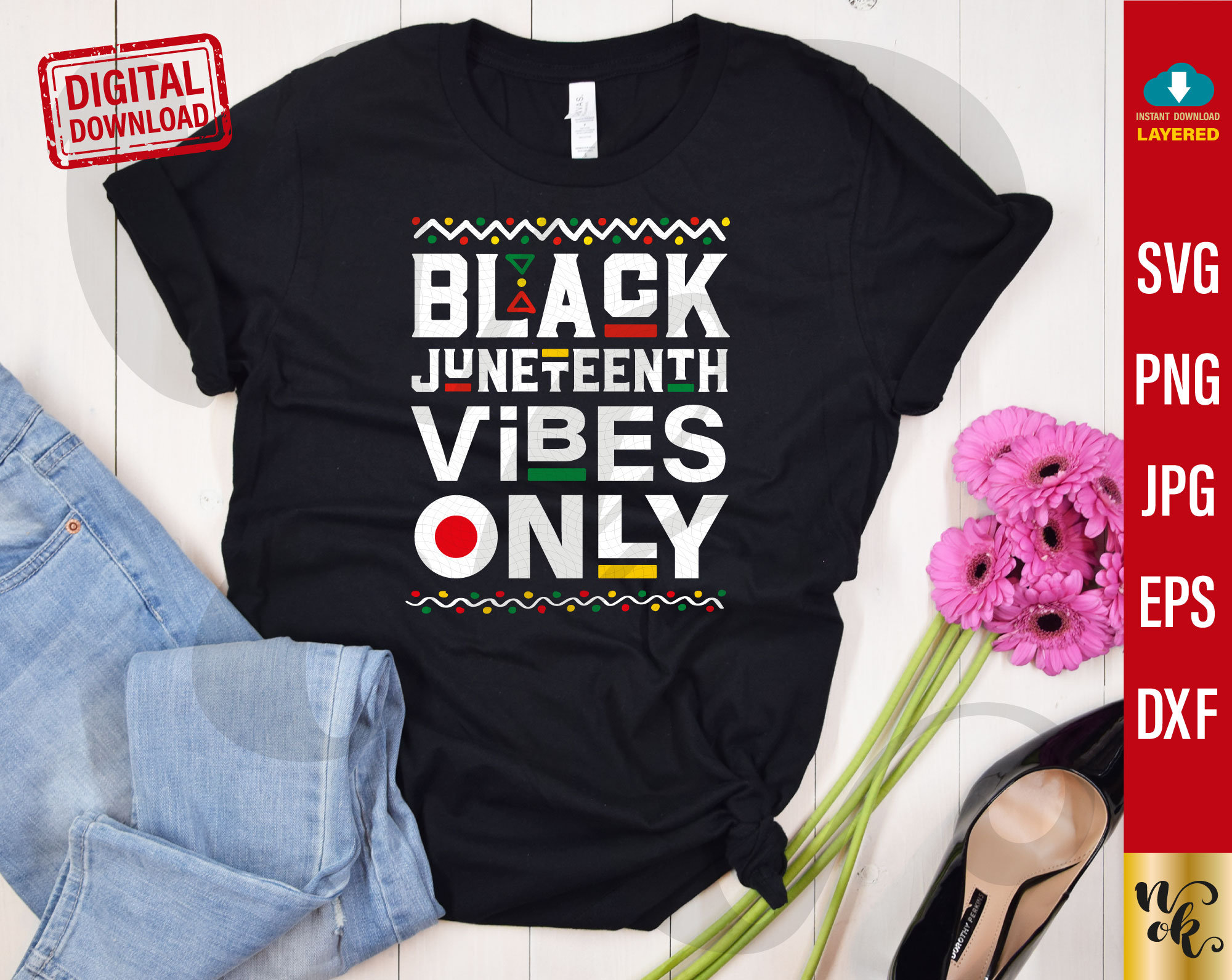 juneteenth vibes only, black history - free svg file for members