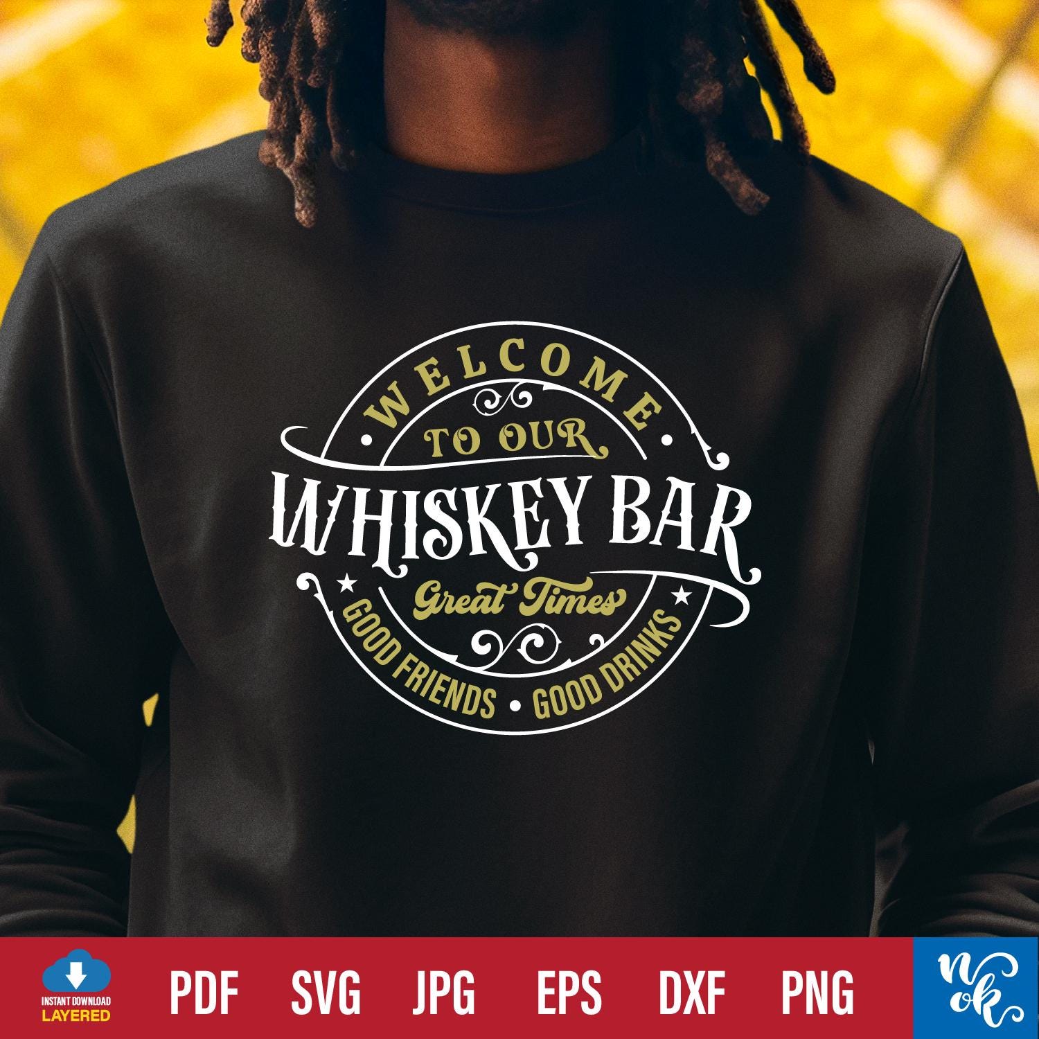 Whiskey Bar Sign SVG PNG: Man Cave, Dad's Bar (Digital Download)