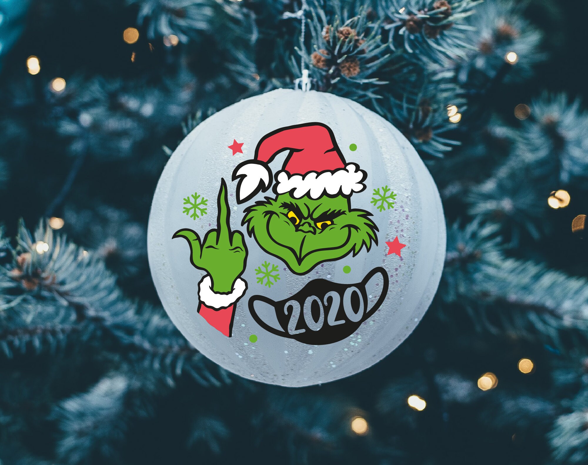 Download Grinch Giving the Finger 2020 ornament SVG for Cricut ...