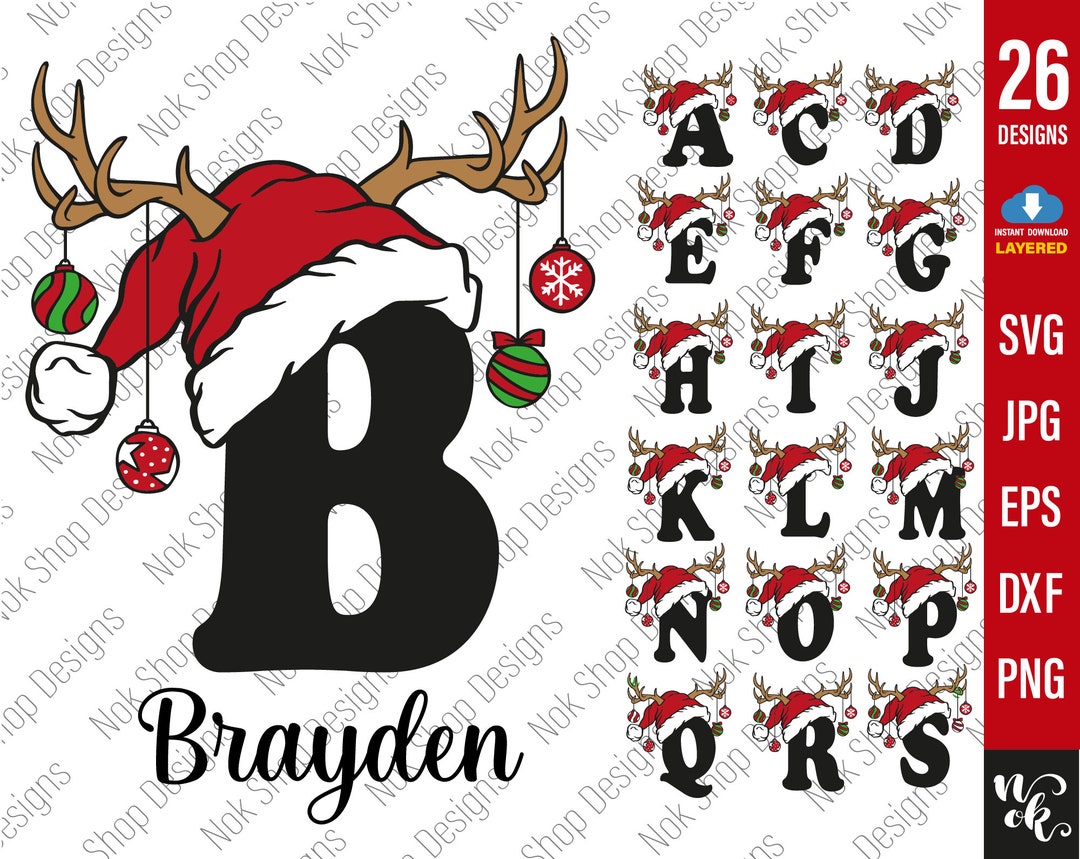 Christmas Alphabet SVG Bundle, AZ Letters Svg for Cricut, Silhouette