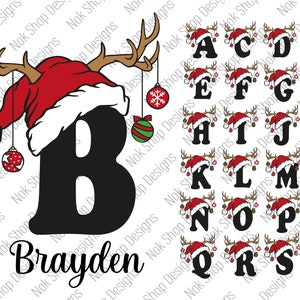 Pacote de alfabeto SVG de Natal, letras A-Z SVG para Cricut, Silhouette Cameo, sublimação PNG, ideia de presente de Natal personalizado, nome de família