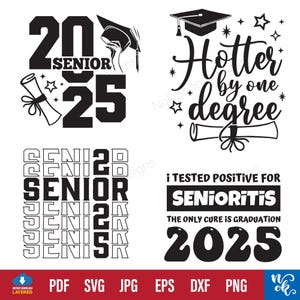 Senior 2025 svg Bundle, Heißer um eins Grad svg, Senior 2025 png, 2025 Graduate svg für Cricut, PNG für POD, Diplom svg, grad 2025 svg