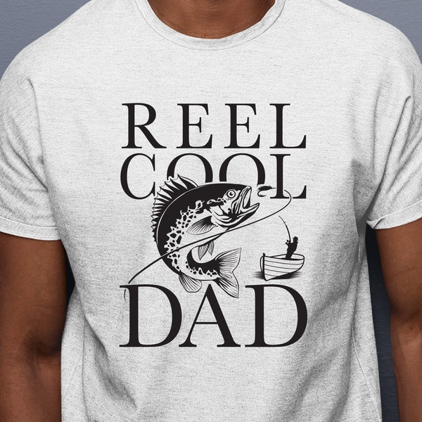 Reel Cool Dad svg, Fishing Daddy Funny Farther's Day shirt png, Cut file for Cricut, Bass fish Silhouette