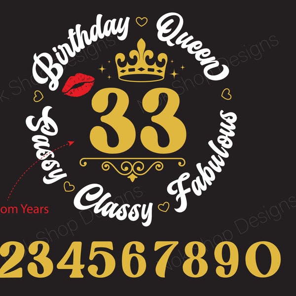 Birthday Queen Svg, Sassy classy fabulous svg, Custom Birthday svg, birthday gift for women shirt svg file for Cricut, Sublimation PNG
