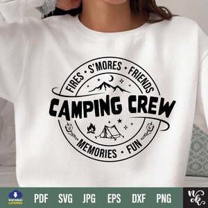 Equipo de acampada SVG PNG, Senderismo SVG, Camping divertido SVG, Glamping SVG, Fogata SVG, Vida de acampada SVG, Campista feliz SVG, Camiseta de acampada SVG