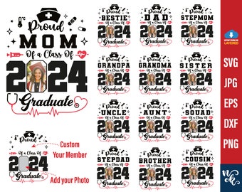 Graduation nurse Svg, Proud Graduate 2024 SVG Bundle, Proud Senior Svg, Senior Family Svg, Class of 2024 svg, Graduation photo Canva