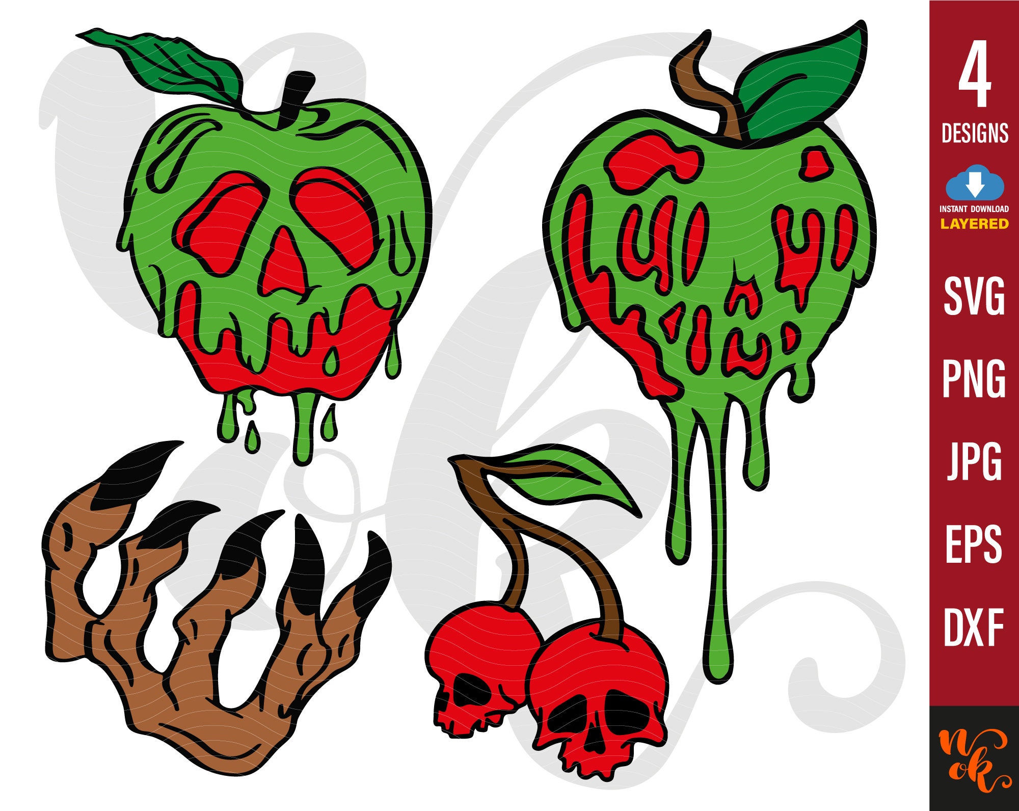 Poison Apple Svg Bundle Cherry Sull Svg Witch Hand Svg Evil | Etsy