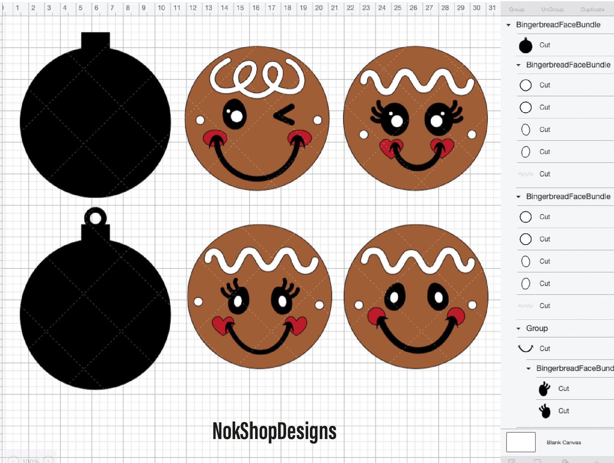 Gingerbread Face Disc Ornament SVG Bundle Christmas Svg Etsy