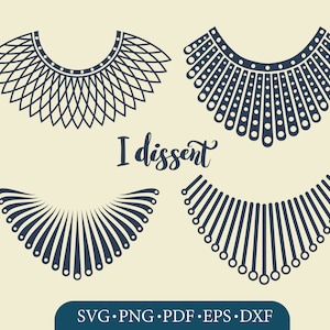 Collar Svg Bundle, Cut Files for Cricut & Silhouette, I Dissent Clipart, digital file, RBG svg