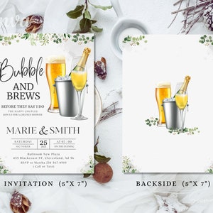 Bubbles and Brews Couples Shower Invitation: Beer & Cocktails (Printable, Instant Download)